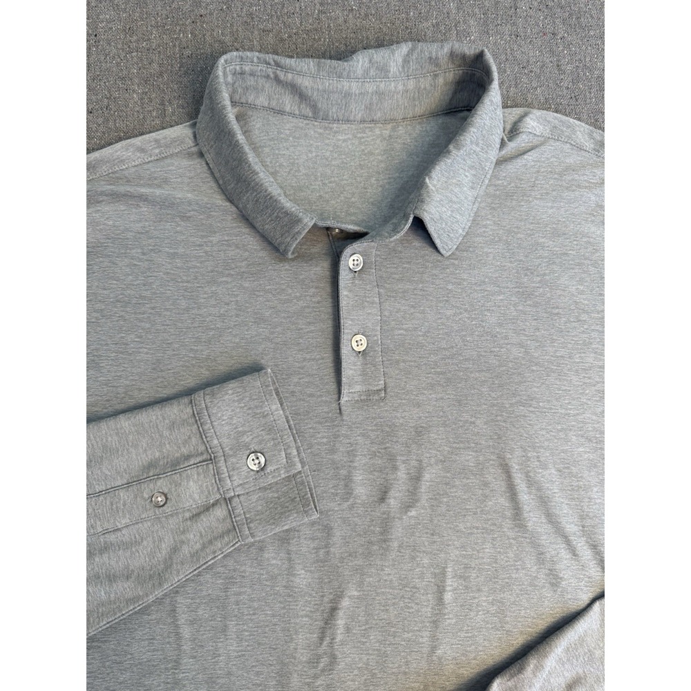 Vuori Polo Shirt Mens M Gray Long Sleeve Performance Stretch Athletic V1006